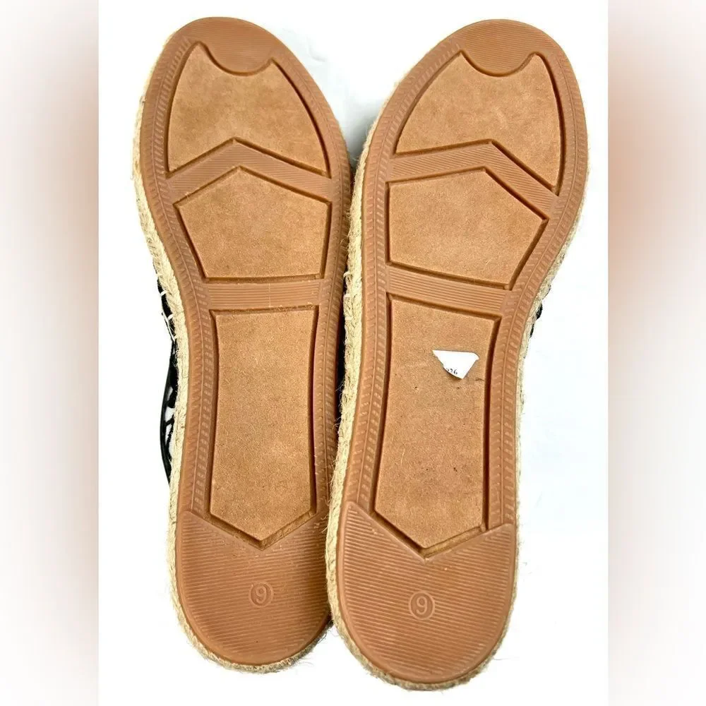 Rebecca Minkoff Jenny Black and Tan Espadrille Flats